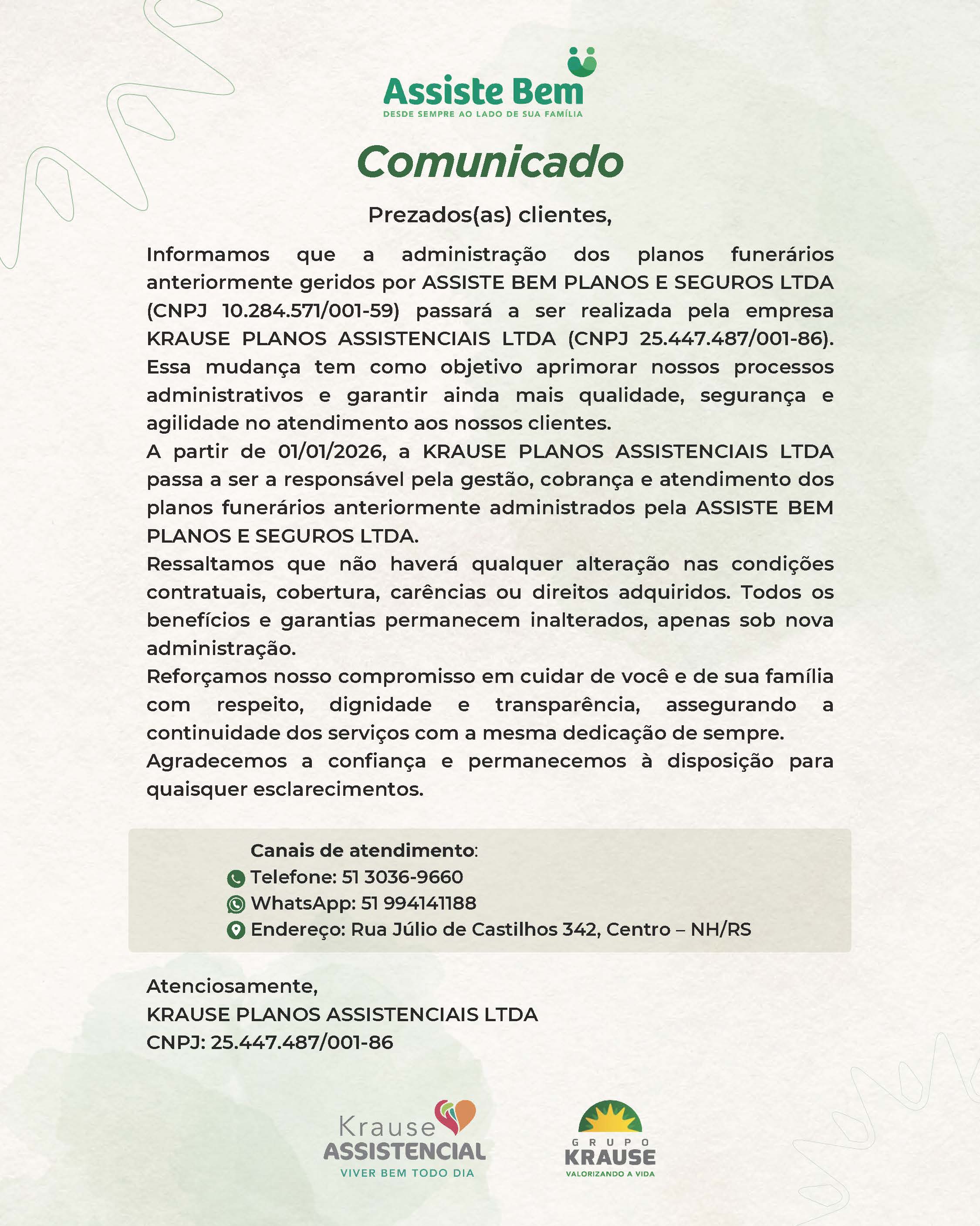 Comunicado de Incorporação